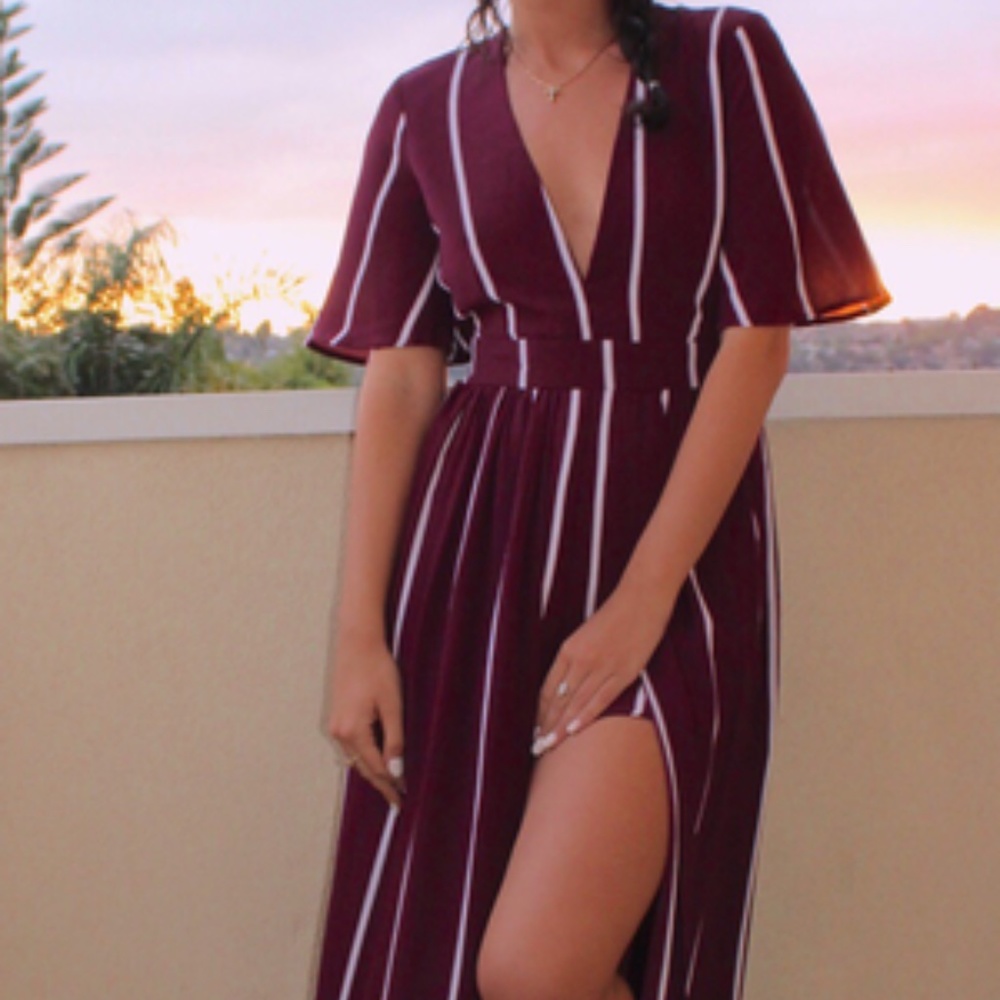 Maroon Romper Maxi Dress